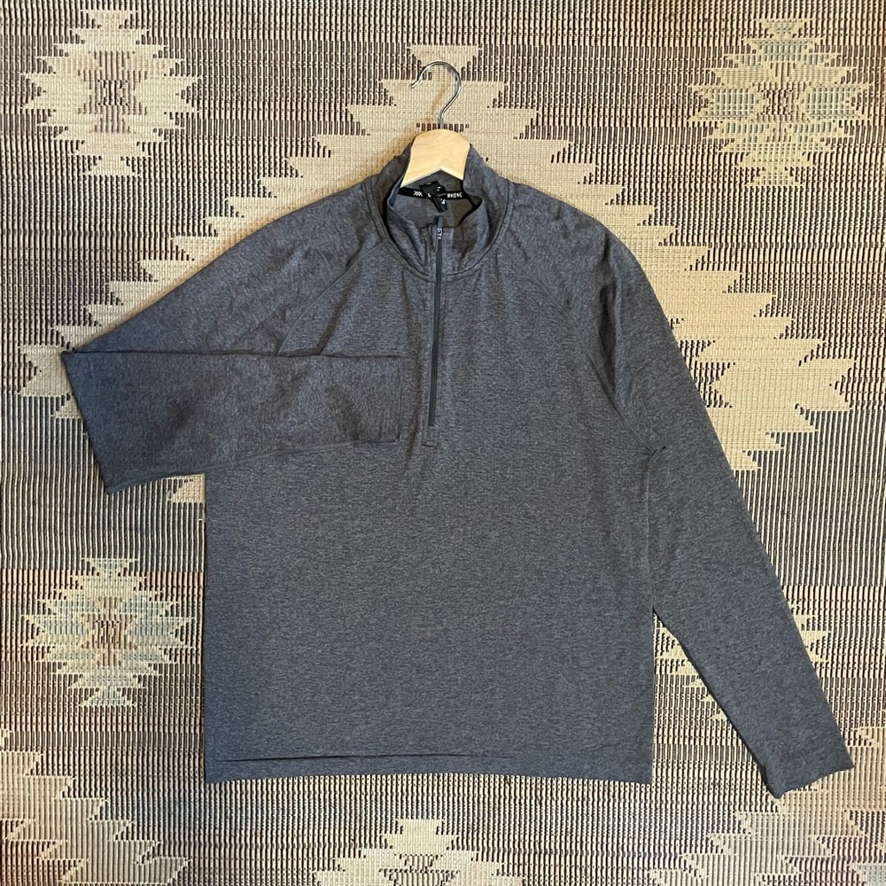 RHONE Men's Long Sleeve 1/4 Zip Pullover - Charcoal Gray